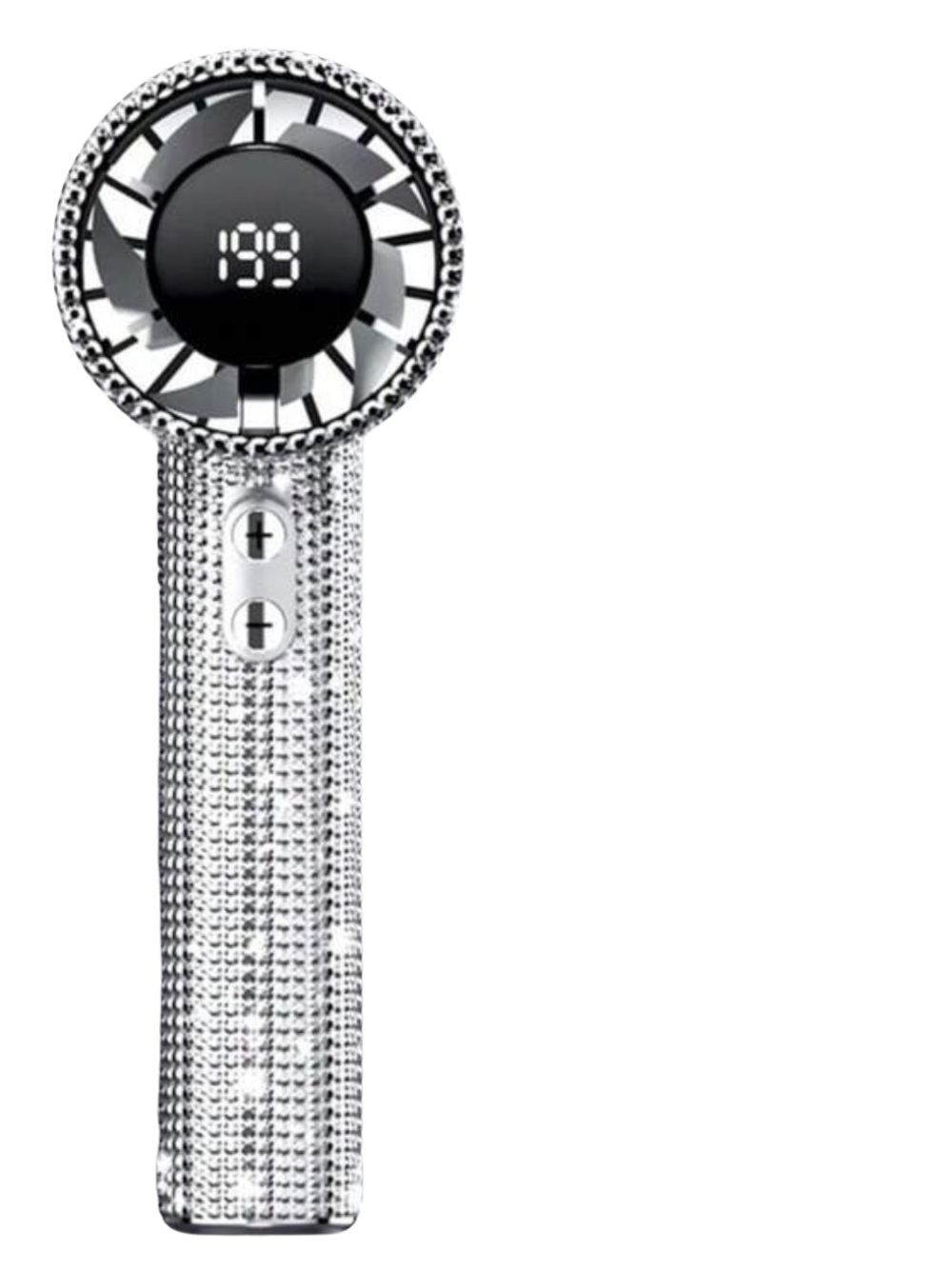 Bling Handheld Mini Fan Rhinestone Portable Fan 199 Speed Digital Display - Picture 4 of 9